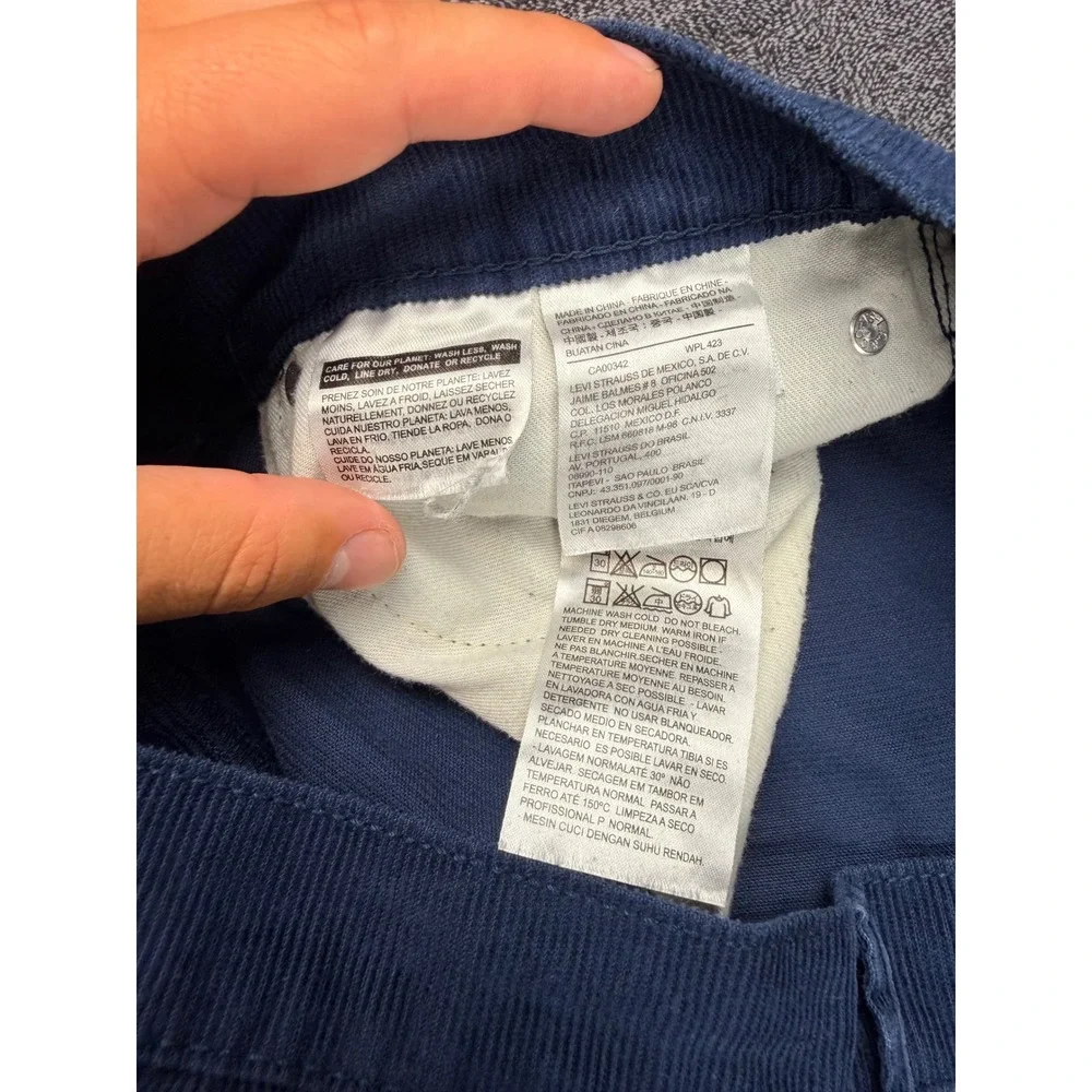 Levis 514 Straight Fit Corduroy Pants Mens 34x34 Navy Blue 5 Pocket Trousers